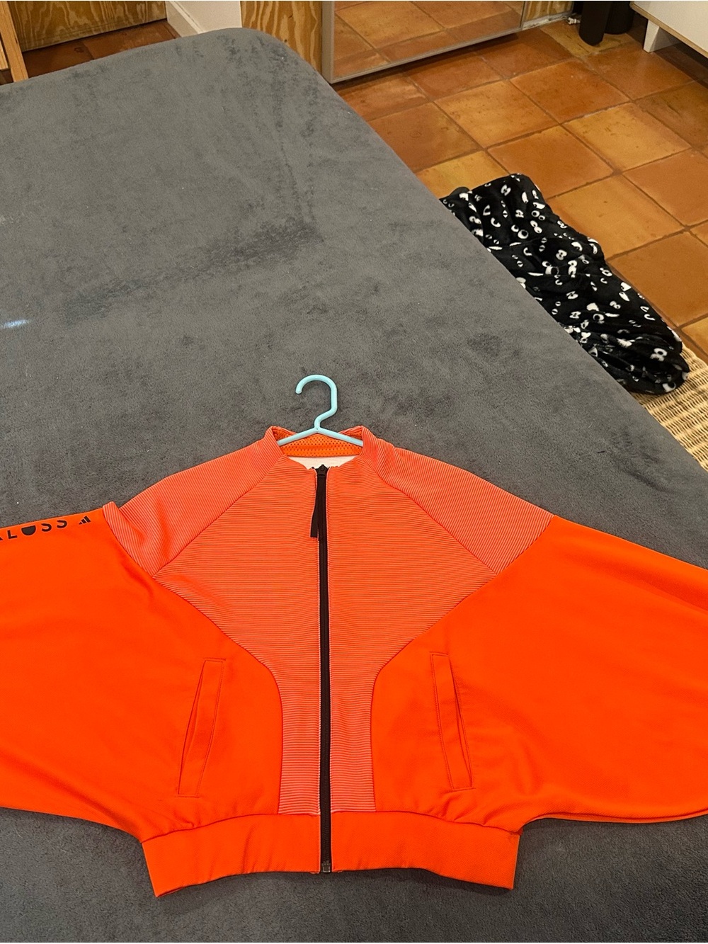 adidas Women's Bright Orange Zip Bomber Jacket